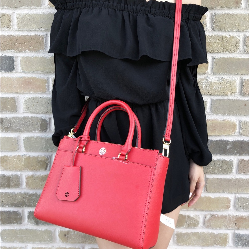 SALE‼️‼️👜💕NWT Tory Burch Double Zip Tote Poppy - Picture 4 of 8